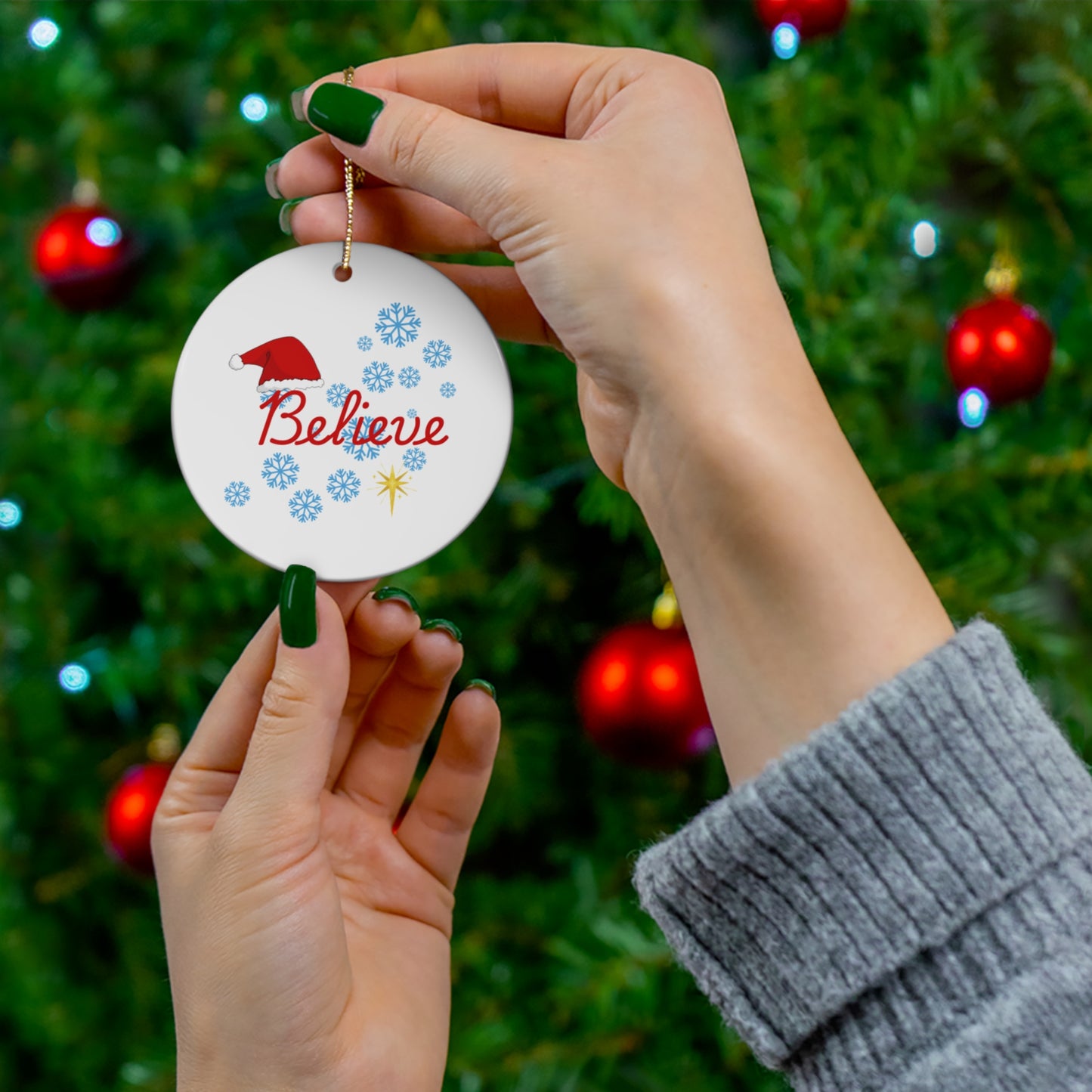 Believe - Christmas Ceramic Ornament