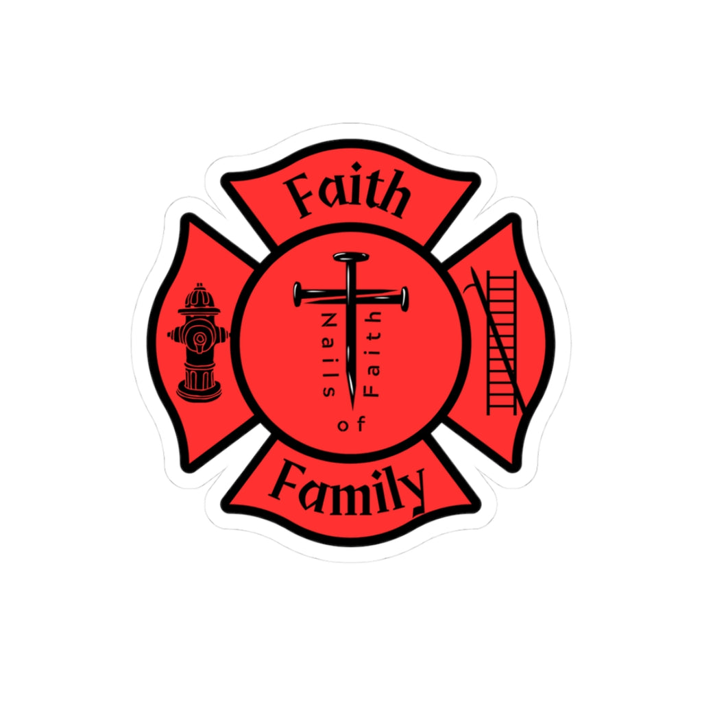 Faith & Family Firefighter Maltese Cross Kiss-Cut Sticker