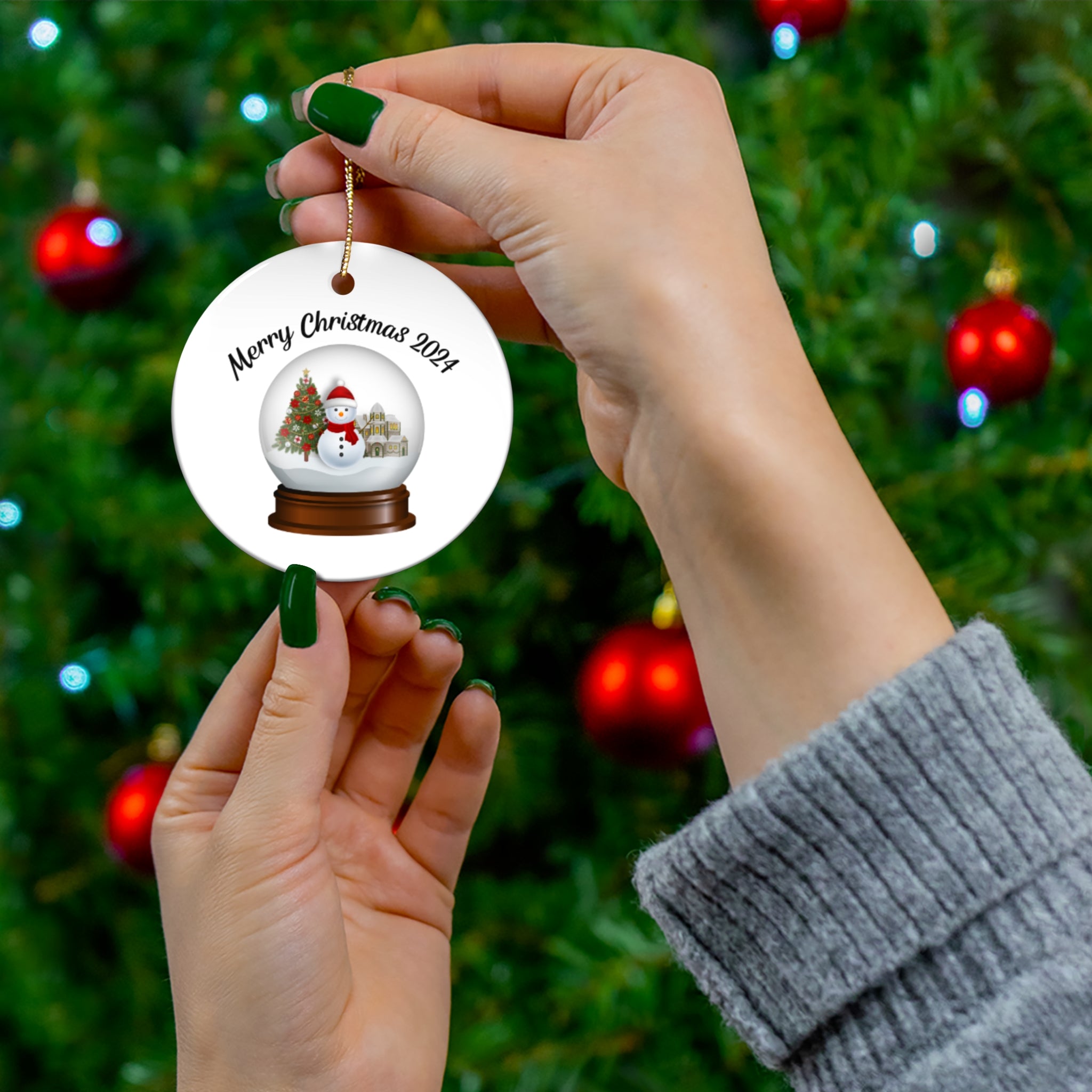 Snow Globe Ceramic Ornament Christmas