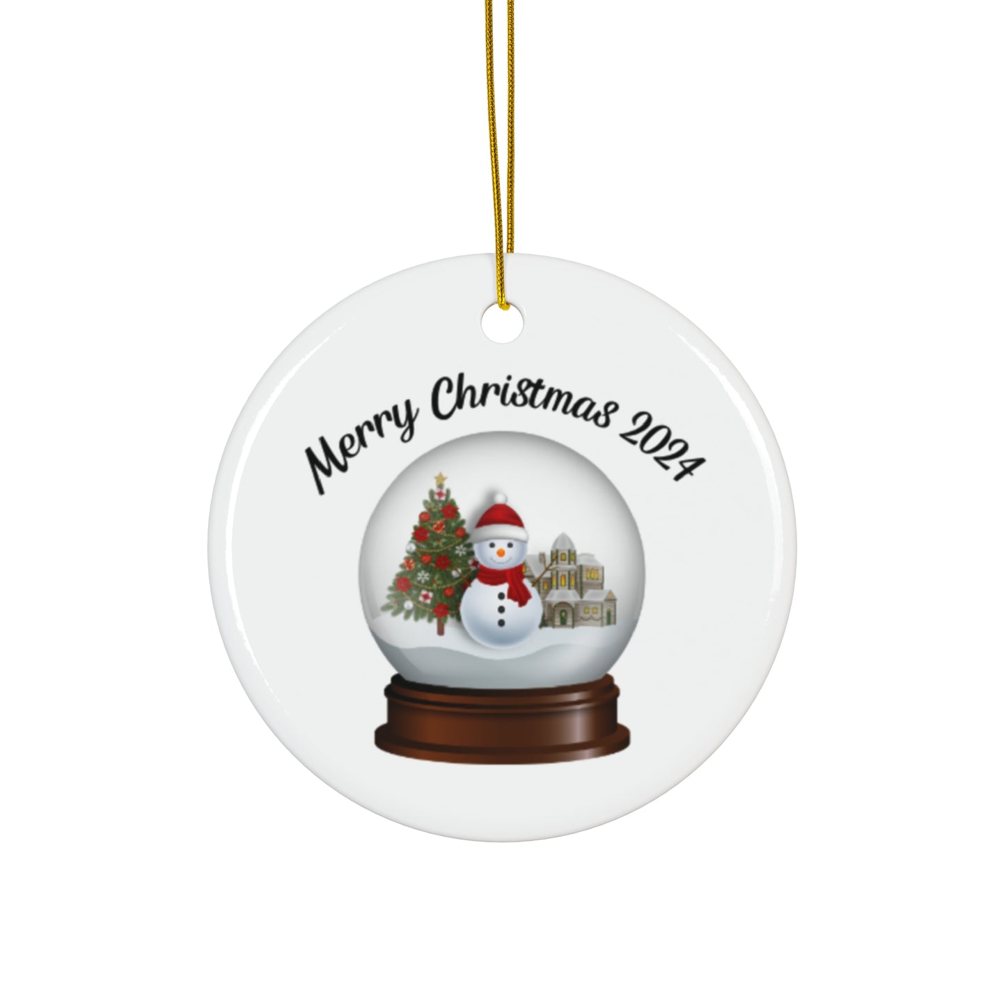 Snow Globe Ceramic Ornament, Christmas Tree Decoration, Holiday Gift, Winter Wonderland Decor, Festive Hanging Bauble