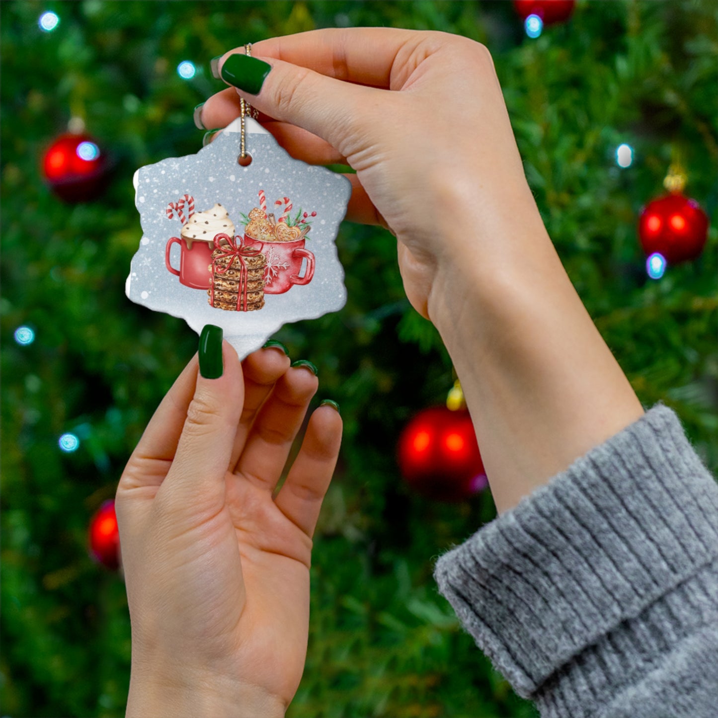 Christmas Cocoa Ceramic Ornament