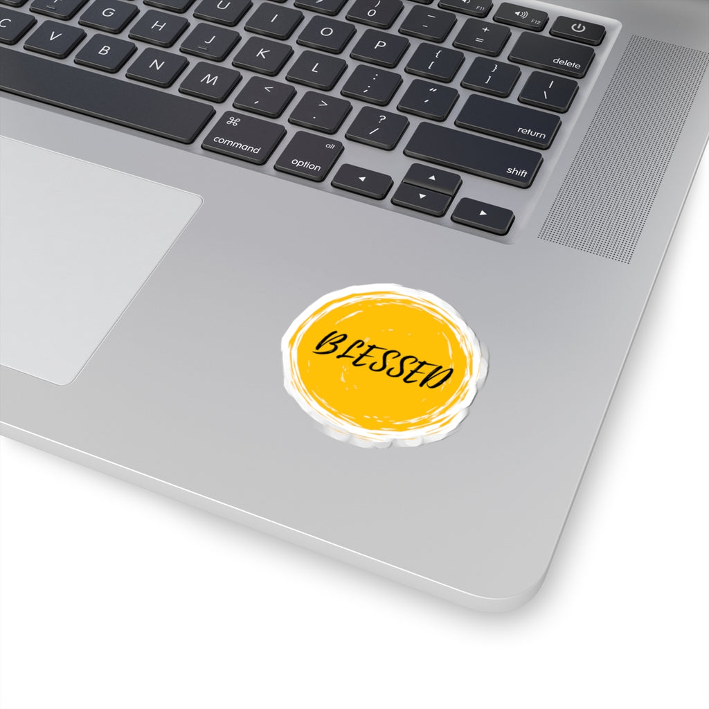 Blessed Yellow Circle Sticker — Inspirational Kiss-Cut Sticker