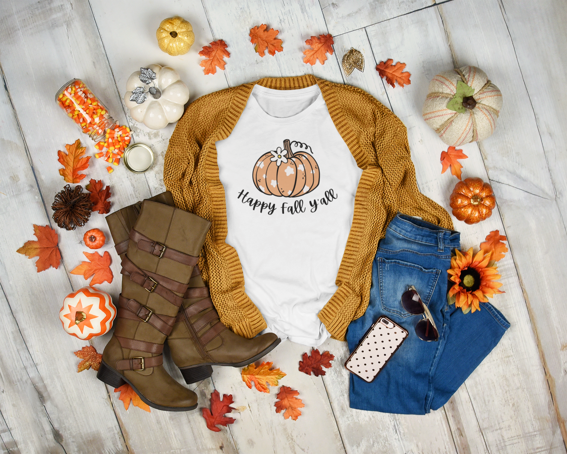 Happy Fall Y'all T-shirt - Unisex Short Sleeve