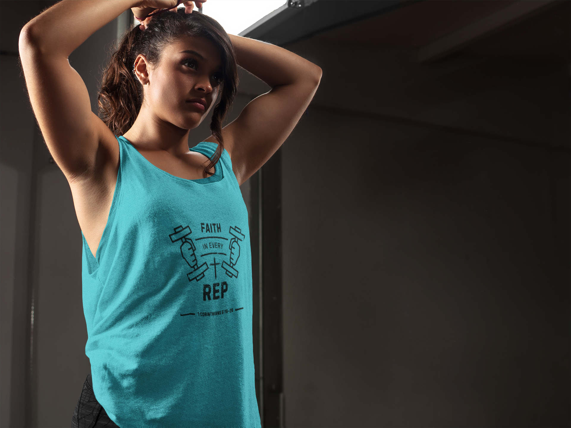 Faith in Every Rep, Women's Racerback Christian Workout Tank