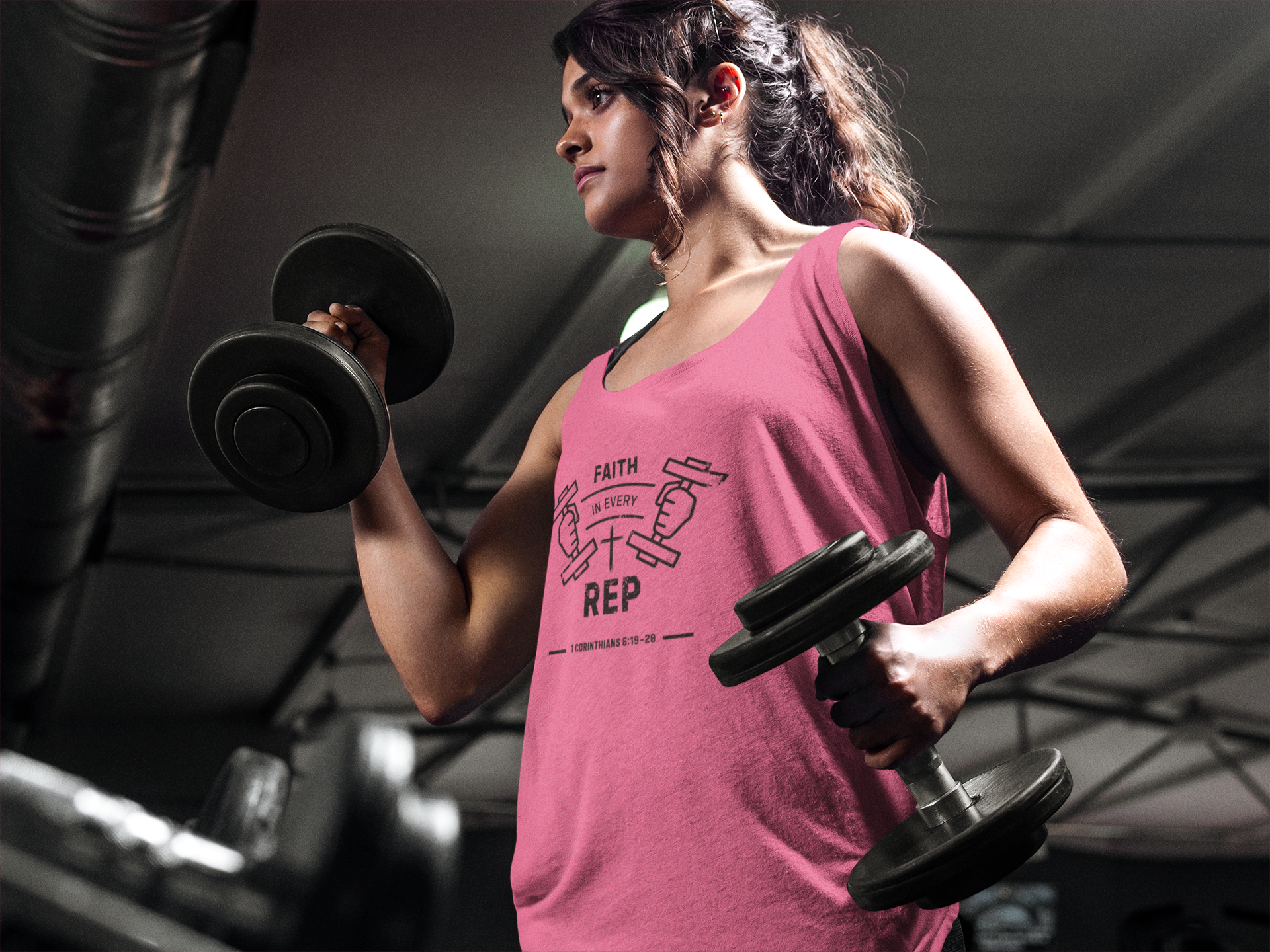 Faith in Every Rep, Women's Racerback Christian Workout Tank