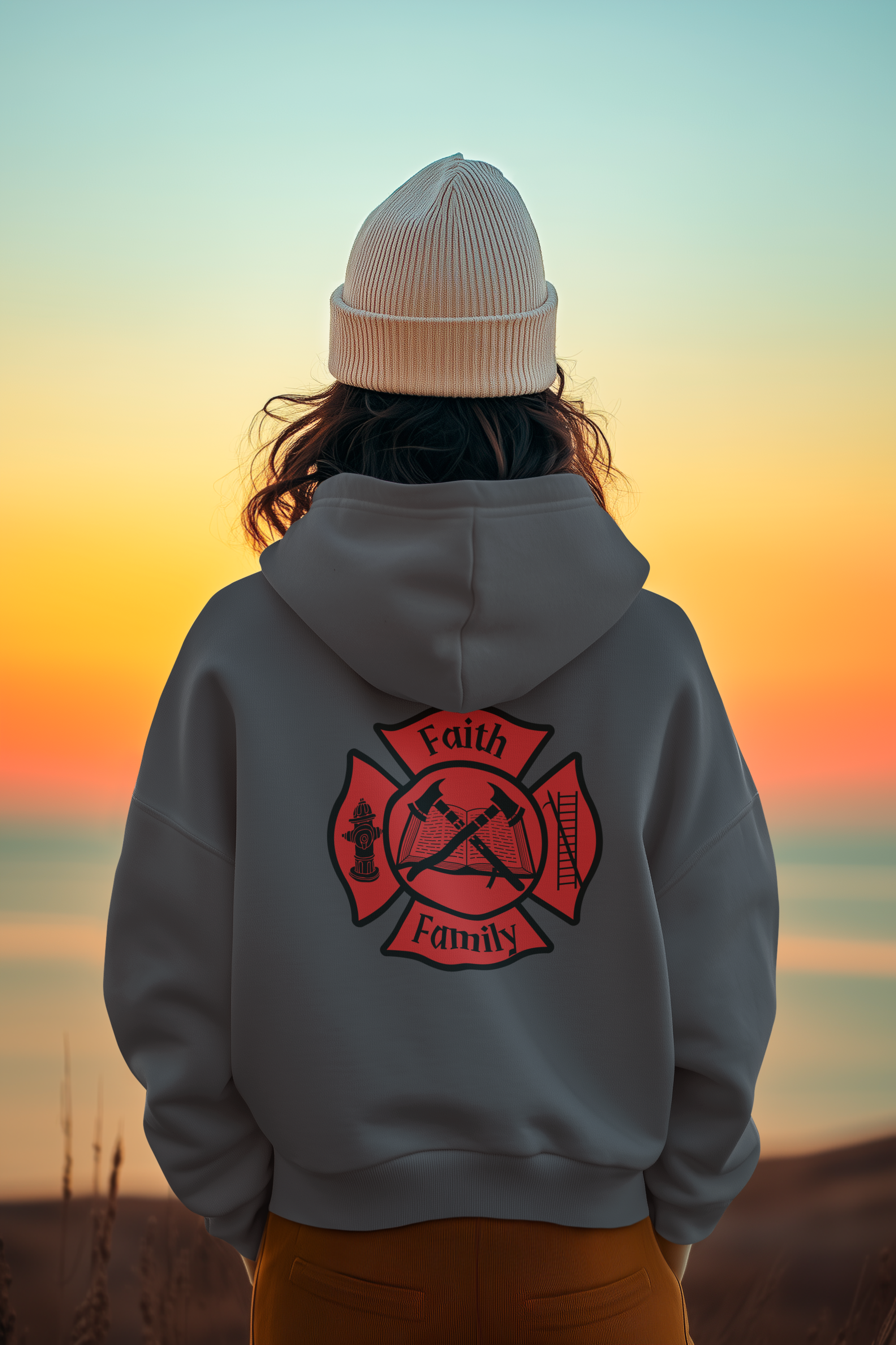 Faith and Family Firefighting Hoodie - Unisex Hooded Sweatshirt