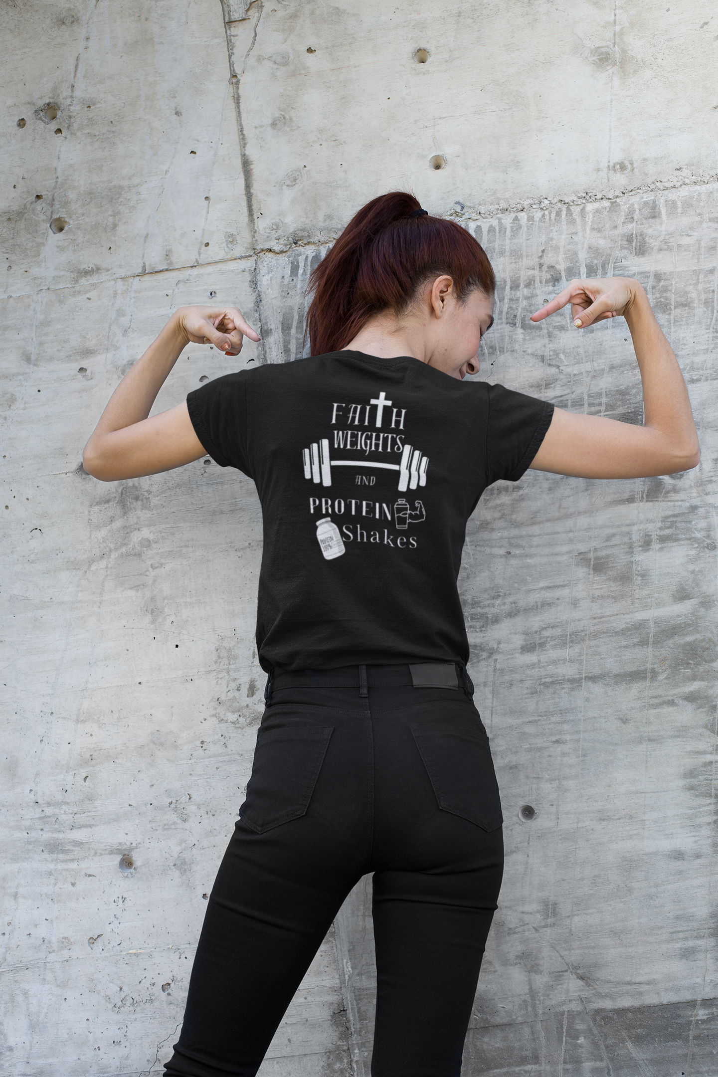Faith Weights and Protein Shakes - Workout T-Shirt