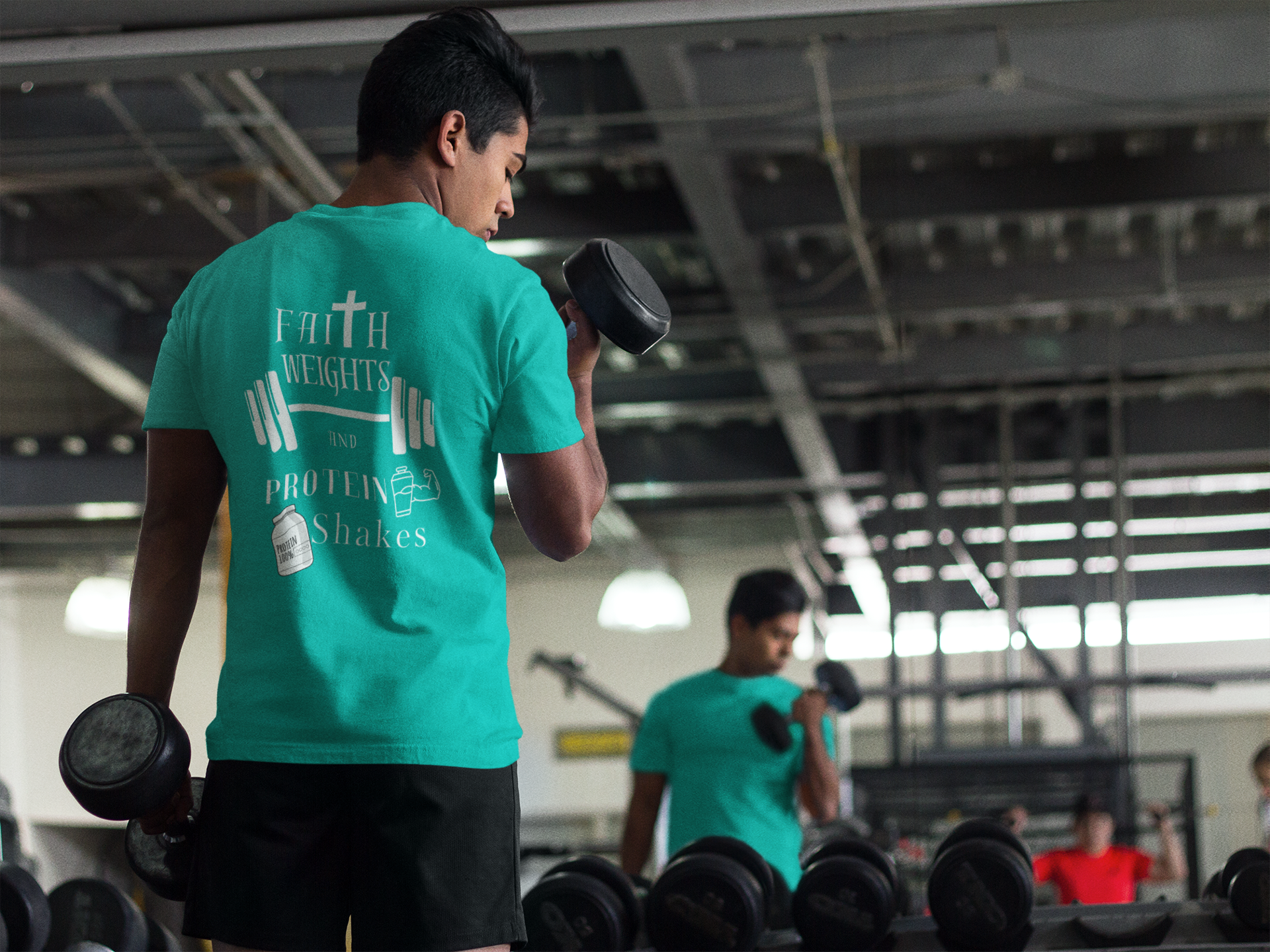 Faith Weights and Protein Shakes - Workout T-Shirt