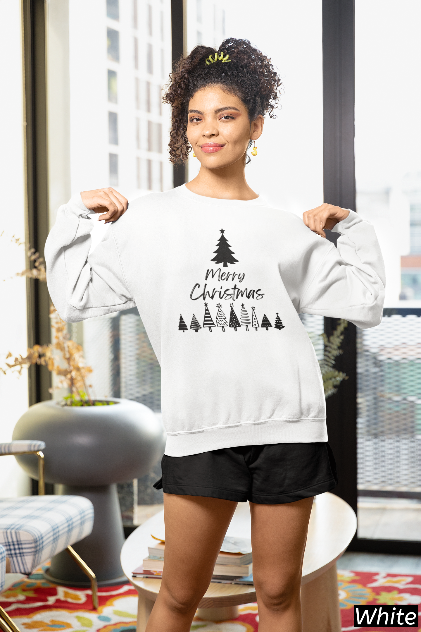 Crewneck Sweatshirt-Merry Christmas Trees