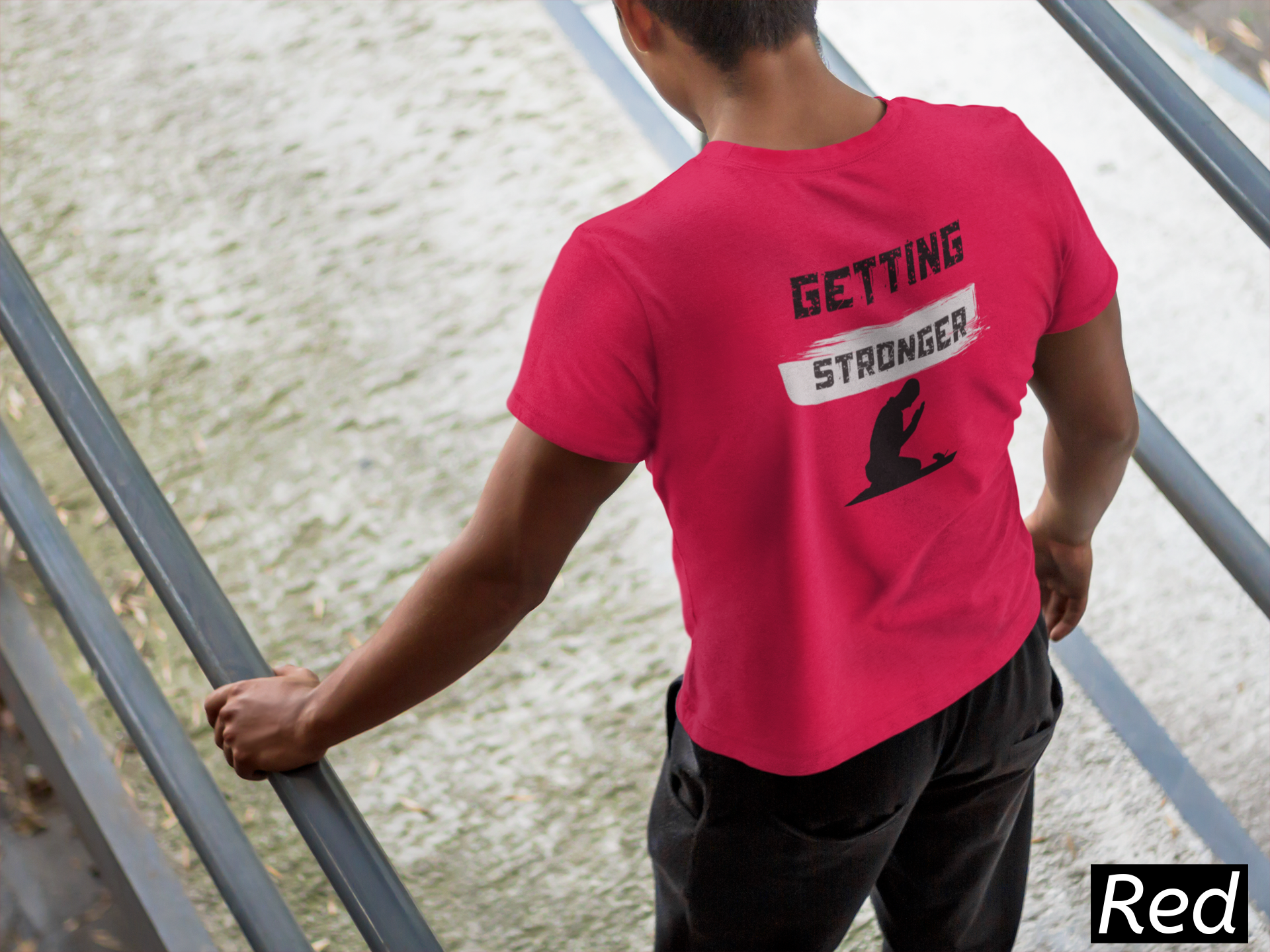 Getting Stronger Faith Shirt, Praying Workout Tee, Christian Gym Shirt, Religious Fitness Apparel, Faith and Strength T-Shirt