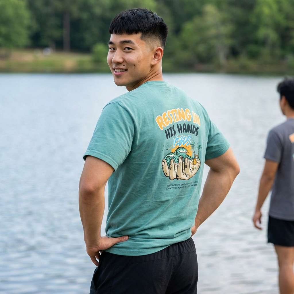 Resting in His Hands Vibes – Christian Beach Comfort Colors 1717 T-Shirt