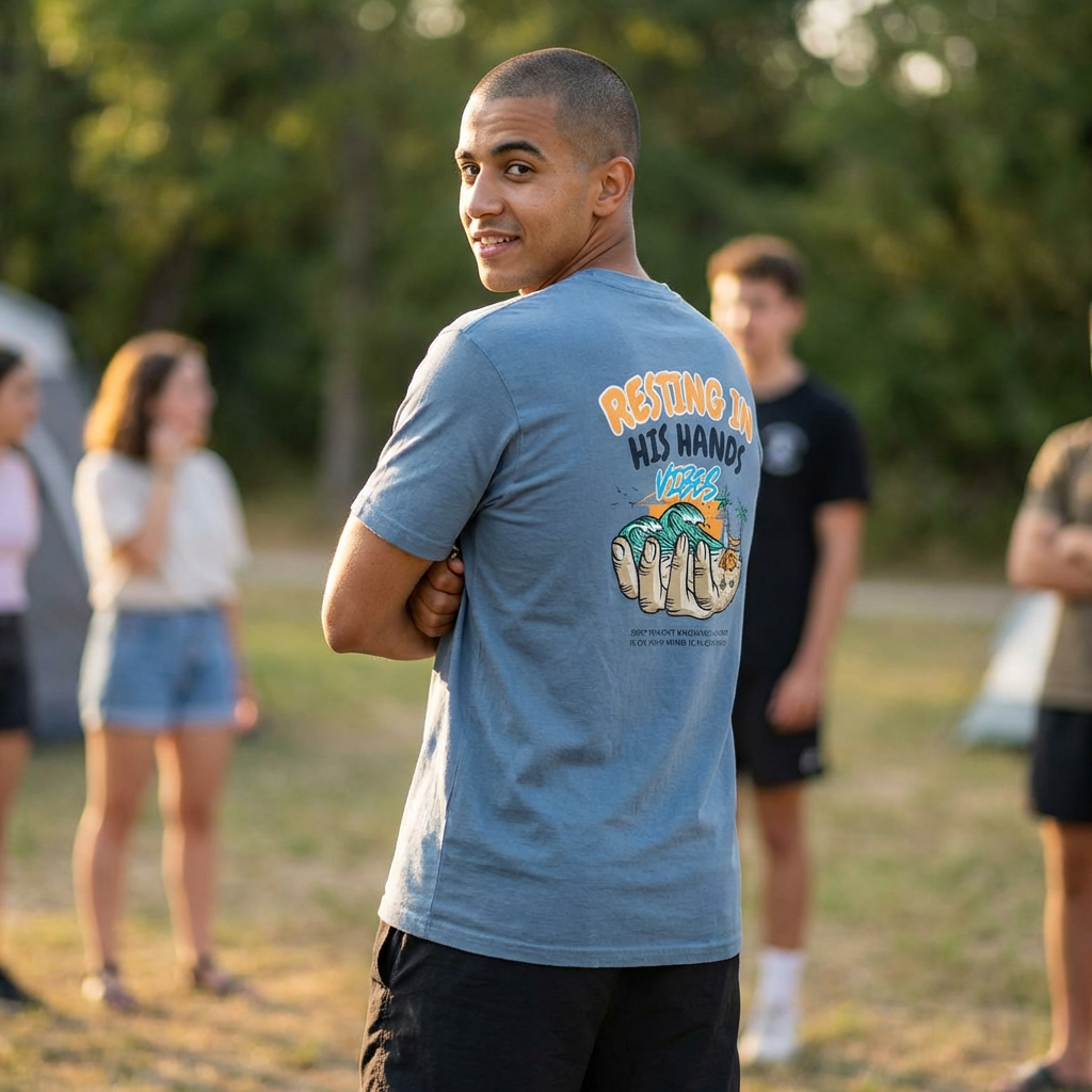 Resting in His Hands Vibes – Christian Beach Comfort Colors 1717 T-Shirt