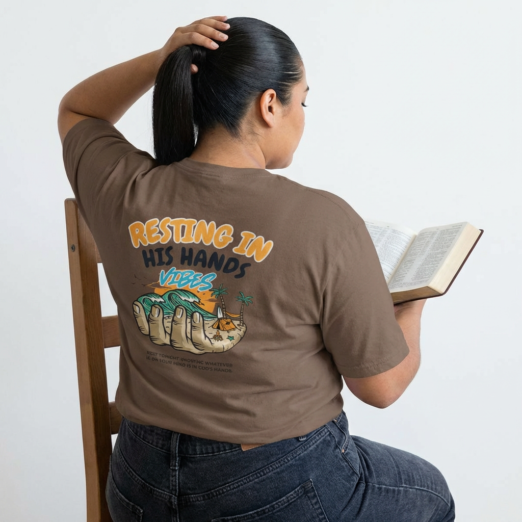 Resting in His Hands Vibes – Christian Beach Comfort Colors 1717 T-Shirt