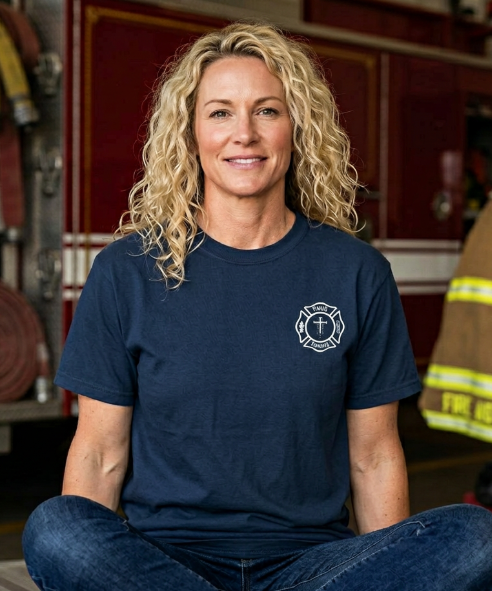 Forged by Fire Led by Faith | Christian Firefighter Comfort Colors T-Shirt
