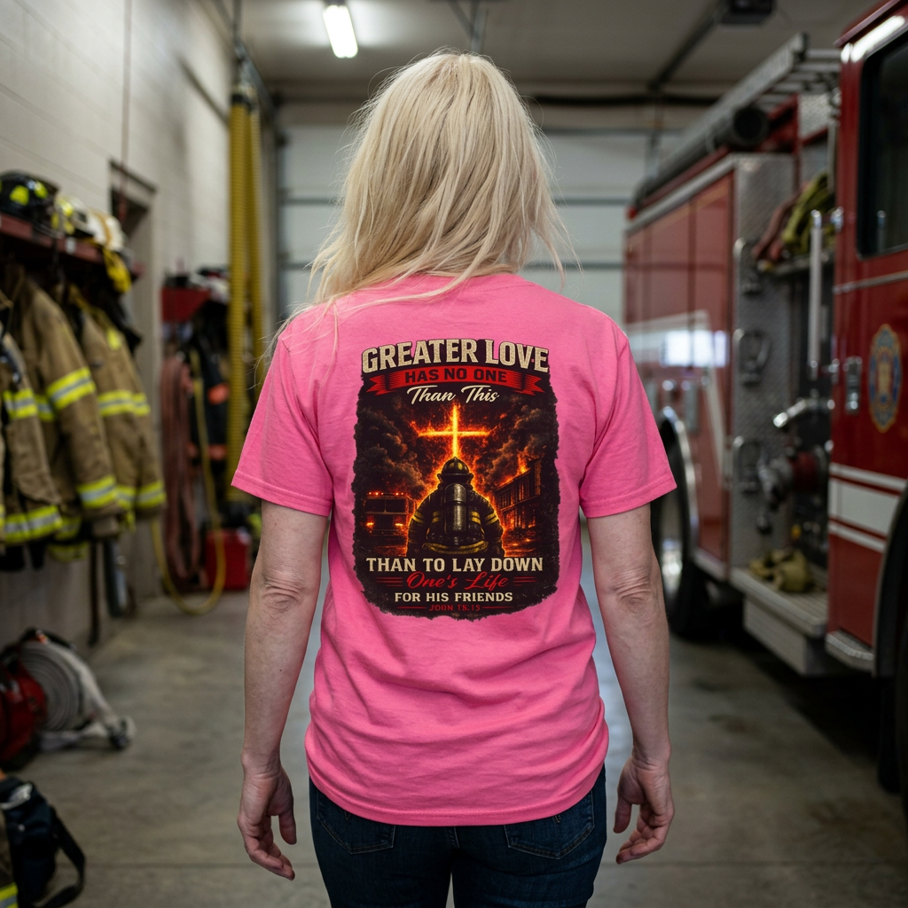 Greater Love Has No One Than This | John 15:13 Christian Firefighter Comfort Colors T-Shirt