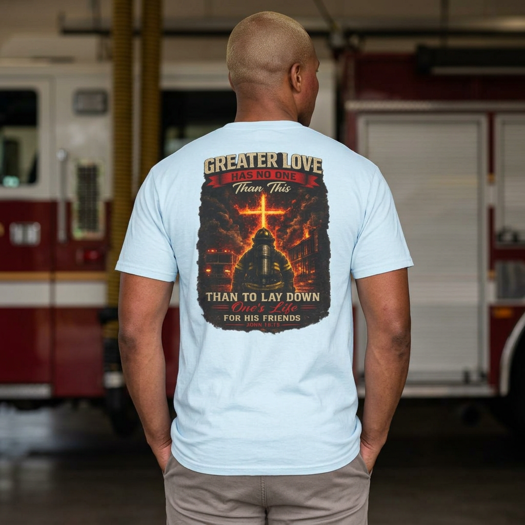 Greater Love Has No One Than This | John 15:13 Christian Firefighter Comfort Colors T-Shirt