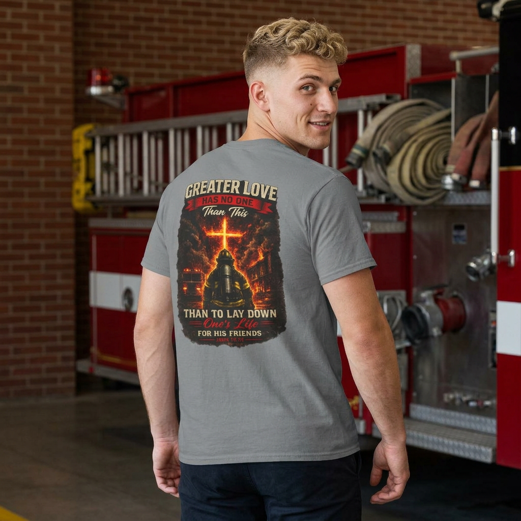 Greater Love Has No One Than This | John 15:13 Christian Firefighter Comfort Colors T-Shirt