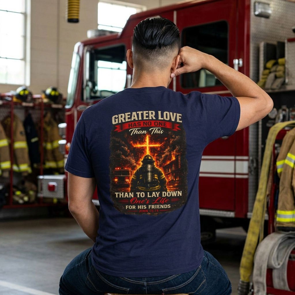 Greater Love Has No One Than This | John 15:13 Christian Firefighter Comfort Colors T-Shirt
