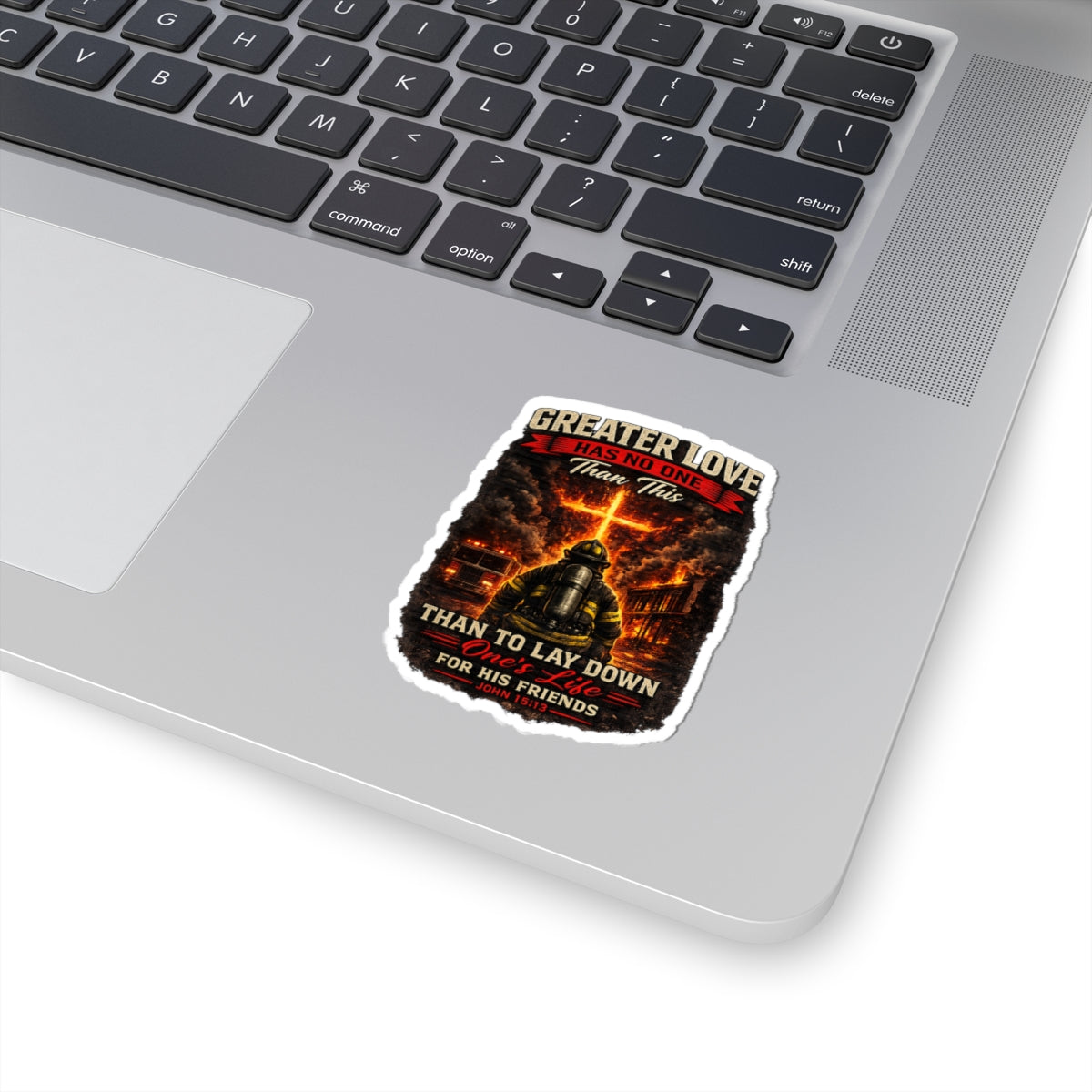 Greater Love Has No One Than This Christian Firefighter Sticker | John 15:13 Faith Decal