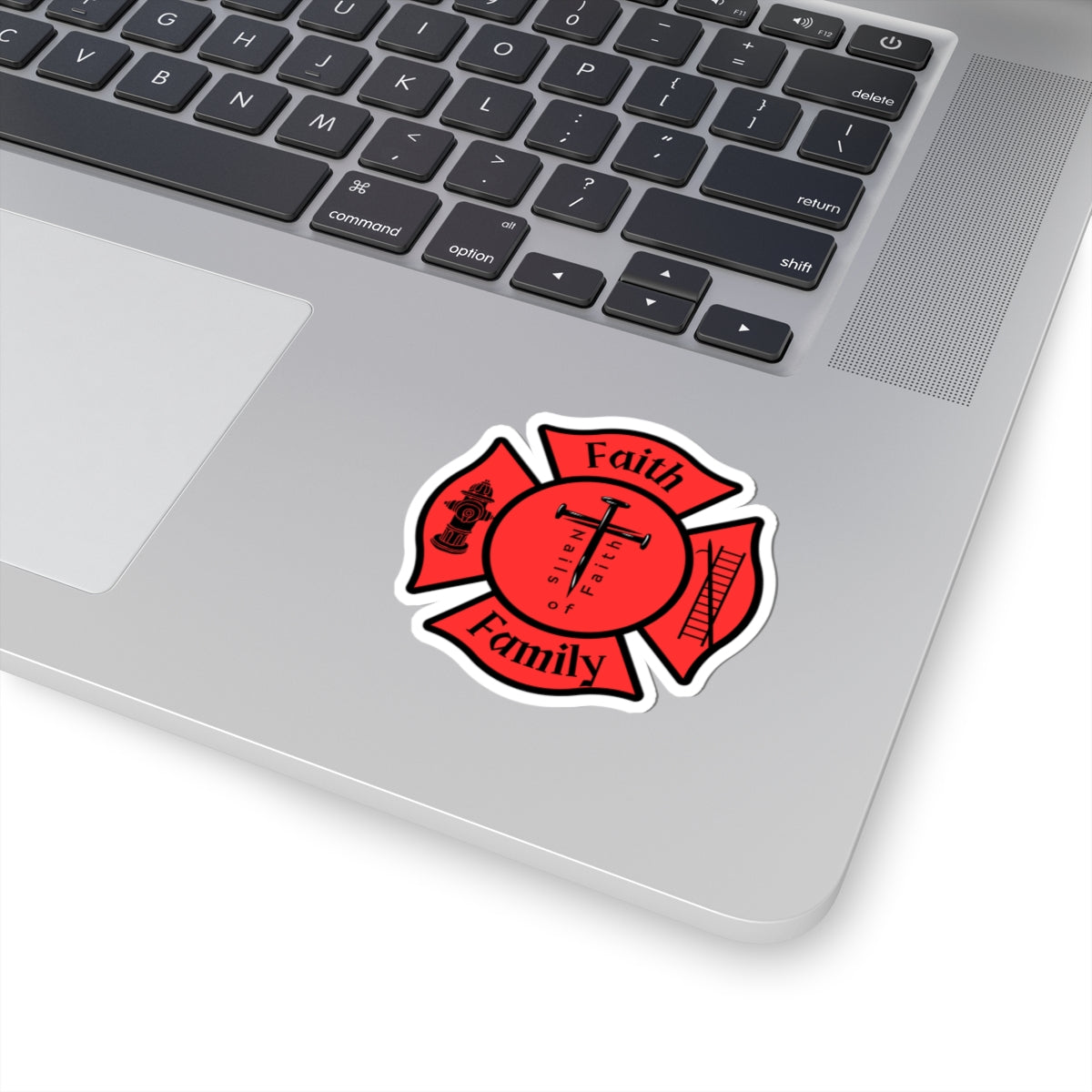 Faith & Family Firefighter Maltese Cross Kiss-Cut Sticker