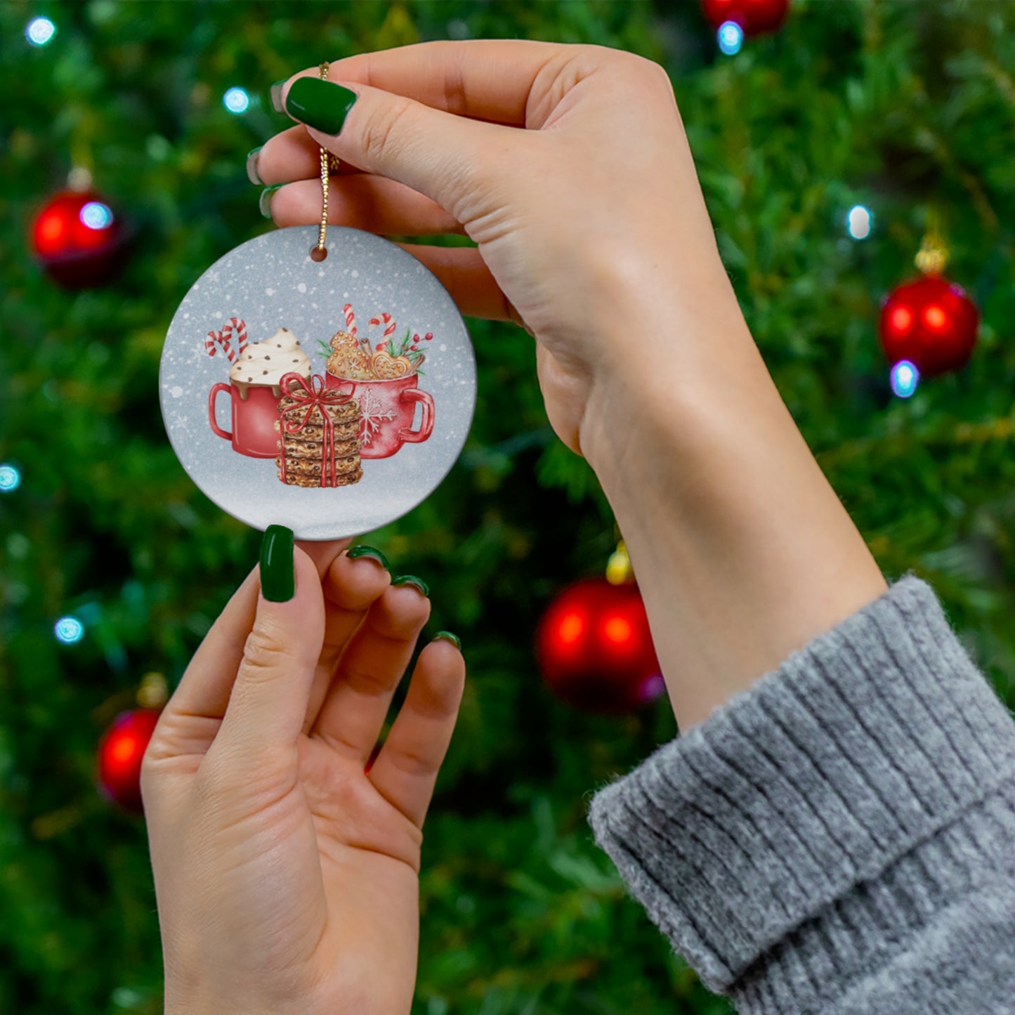 Christmas Cocoa Ceramic Ornament