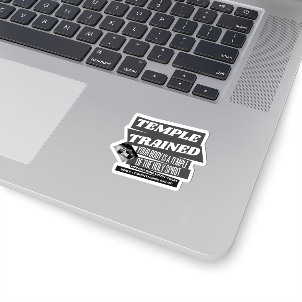 Temple Trained Sticker — "Your Body Is a Temple" Christian Fitness Vinyl Kiss-Cut Sticker