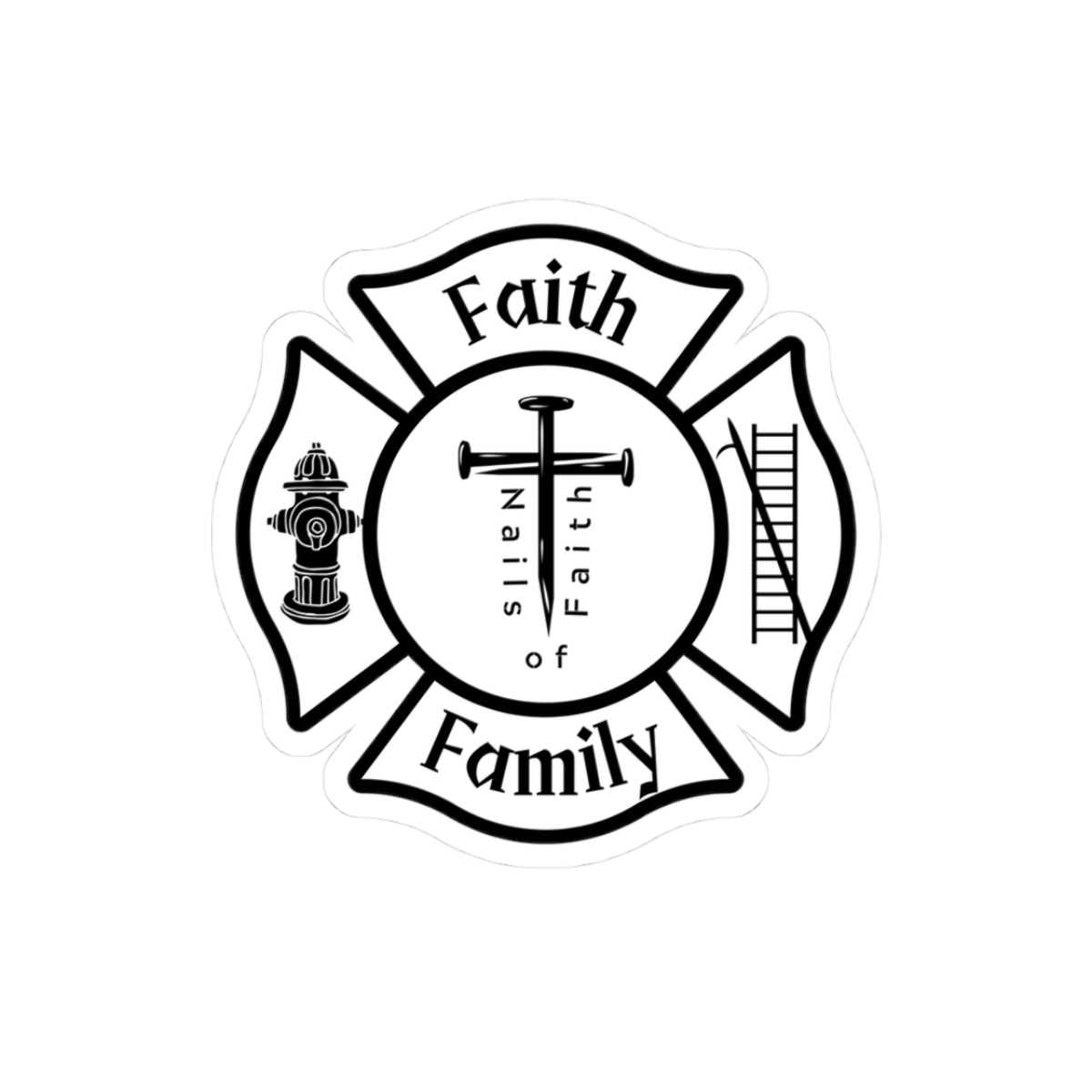 Faith Family Maltese Cross Firefighter Sticker
