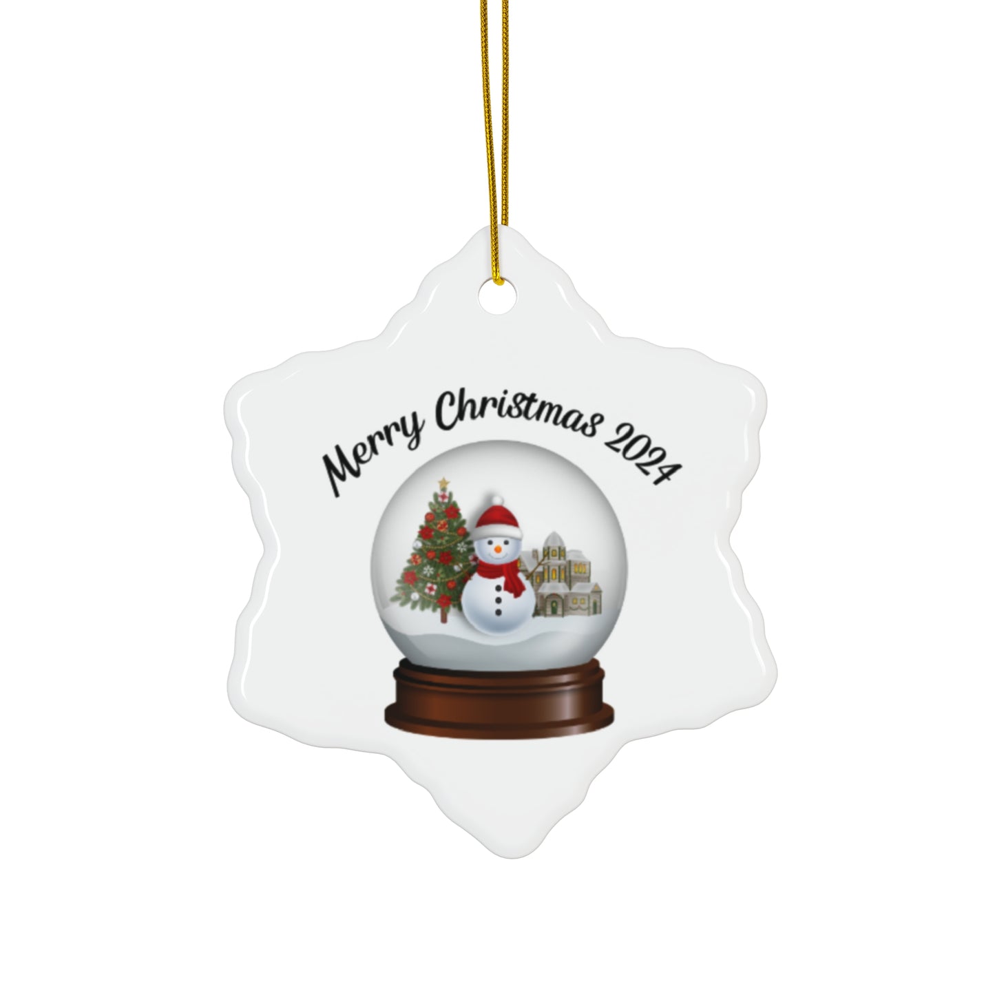 Snow Globe Ceramic Ornament, Christmas Tree Decoration, Holiday Gift, Winter Wonderland Decor, Festive Hanging Bauble