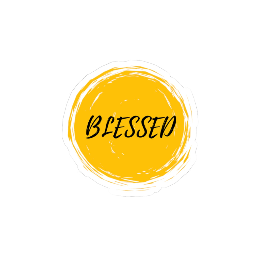Blessed Yellow Circle Sticker — Inspirational Kiss-Cut Sticker