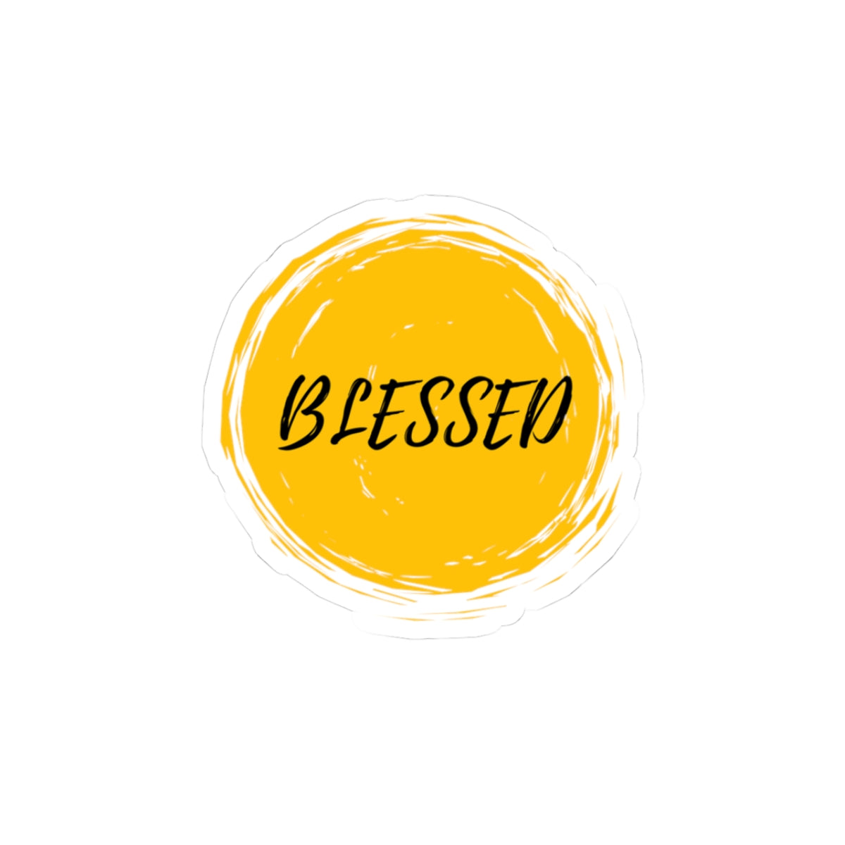 Blessed Yellow Circle Sticker — Inspirational Kiss-Cut Sticker